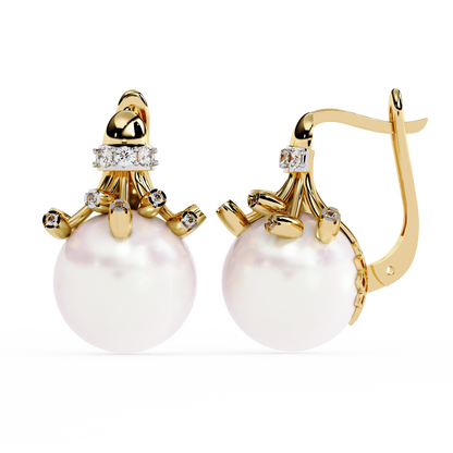 Regal Blossom Pearl & Lab Grown Diamond Drop Earrings