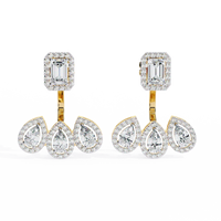 Imperial Emerald & Pear Halo Lab Grown Diamond Earring Jackets - Ophiratbf