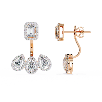 Imperial Emerald & Pear Halo Lab Grown Diamond Earring Jackets