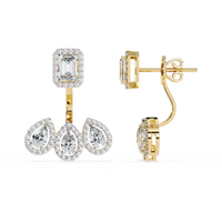 Imperial Emerald & Pear Halo Lab Grown Diamond Earring Jackets - Ophiratbf