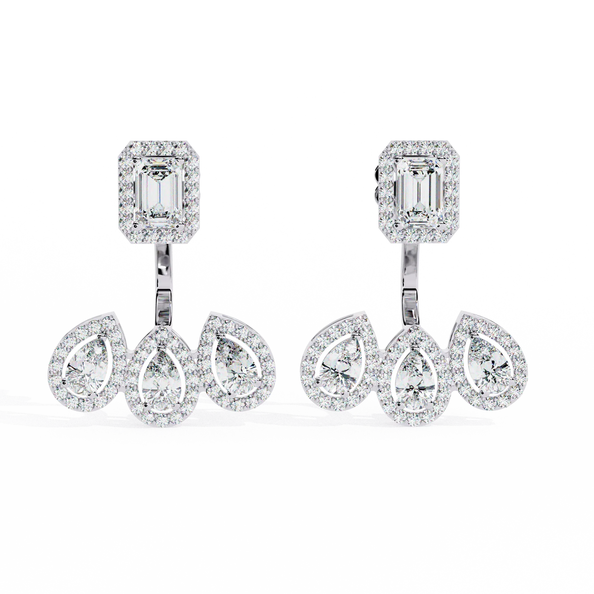 Imperial Emerald & Pear Halo Lab Grown Diamond Earring Jackets - Ophiratbf