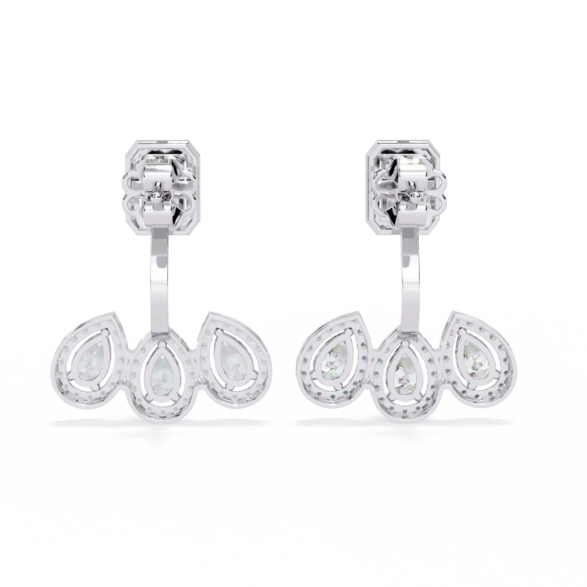 Imperial Emerald & Pear Halo Lab Grown Diamond Earring Jackets - Ophiratbf