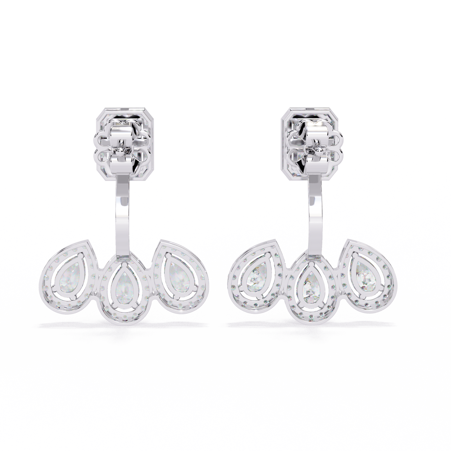 imperial emerald & pear halo lab grown diamond earring jackets
