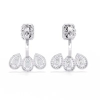 Imperial Emerald & Pear Halo Lab Grown Diamond Earring Jackets - Ophiratbf