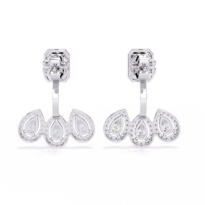 Imperial Emerald & Pear Halo Lab Grown Diamond Earring Jackets