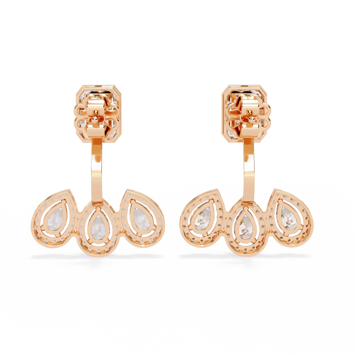 Imperial Emerald & Pear Halo Lab Grown Diamond Earring Jackets - Ophiratbf