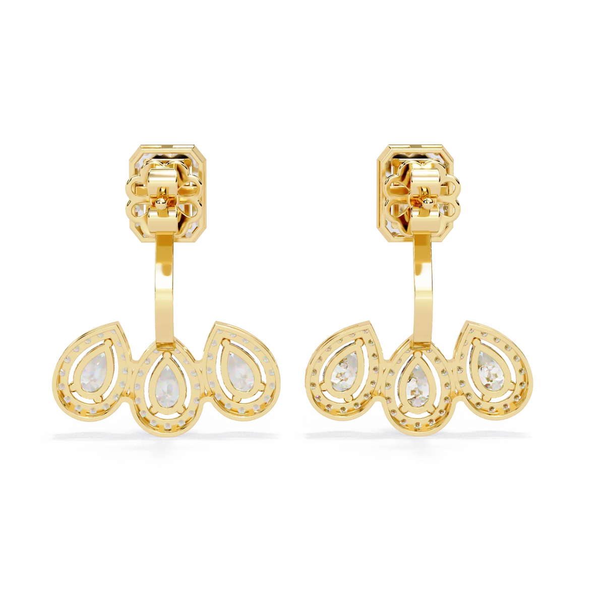 Imperial Emerald & Pear Halo Lab Grown Diamond Earring Jackets - Ophiratbf