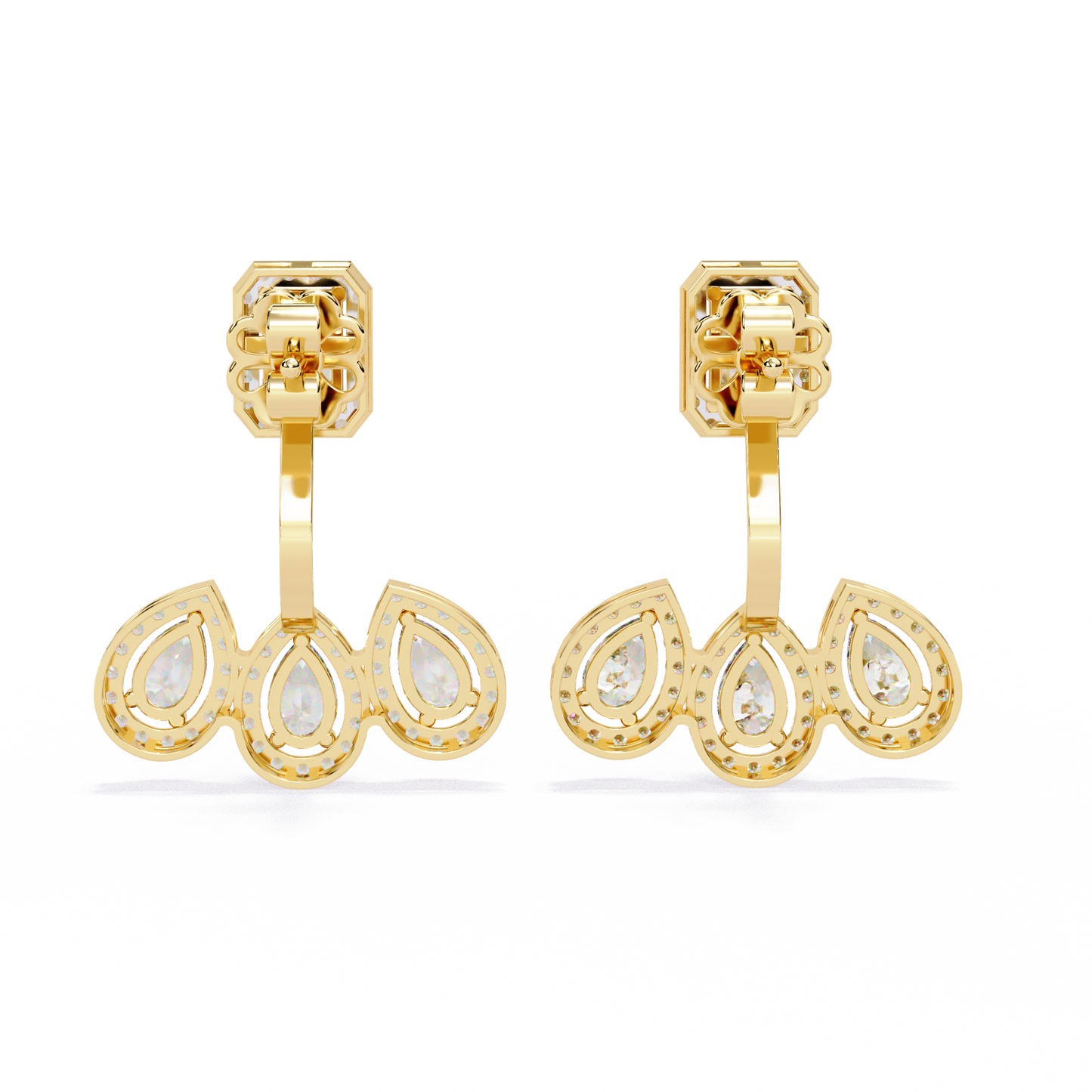 imperial emerald & pear halo lab grown diamond earring jackets