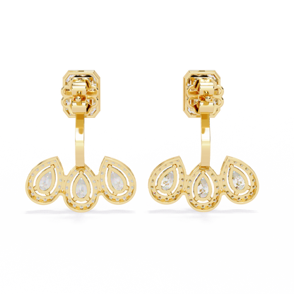 Imperial Emerald & Pear Halo Lab Grown Diamond Earring Jackets