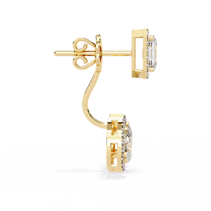 Imperial Emerald & Pear Halo Lab Grown Diamond Earring Jackets