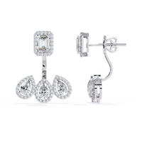 Imperial Emerald & Pear Halo Lab Grown Diamond Earring Jackets - Ophiratbf