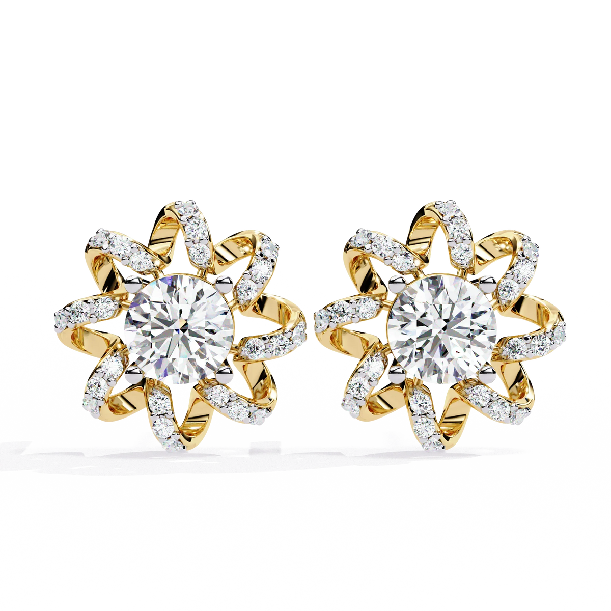 Solstice Ribbon Sunburst Lab Grown Diamond Studs - Ophiratbf