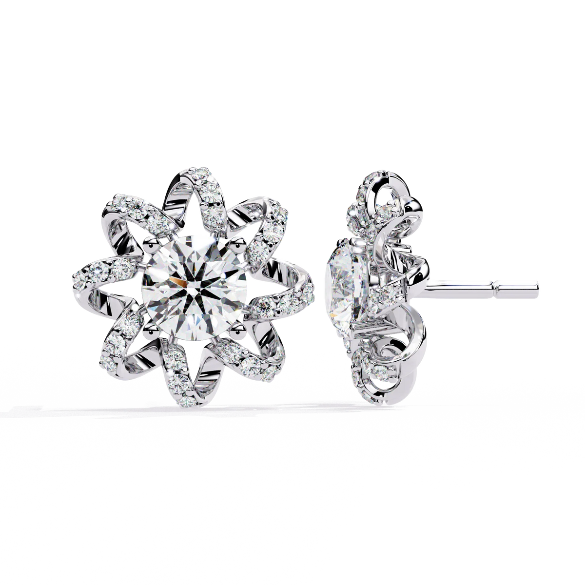 Solstice Ribbon Sunburst Lab Grown Diamond Studs - Ophiratbf