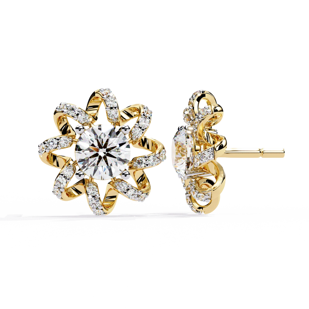 Solstice Ribbon Sunburst Lab Grown Diamond Studs - Ophiratbf