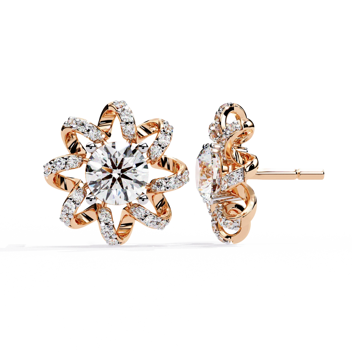 Solstice Ribbon Sunburst Lab Grown Diamond Studs - Ophiratbf