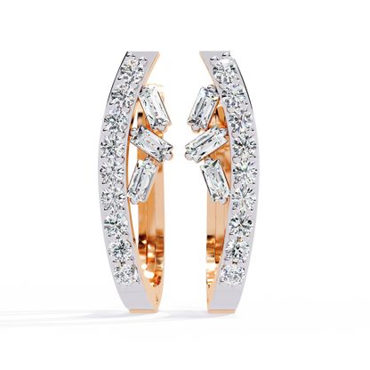 Latitude Baguette & Round Lab Grown Diamond Huggie Earrings