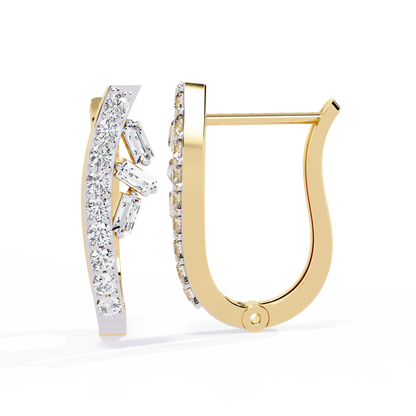 Latitude Baguette & Round Lab Grown Diamond Huggie Earrings