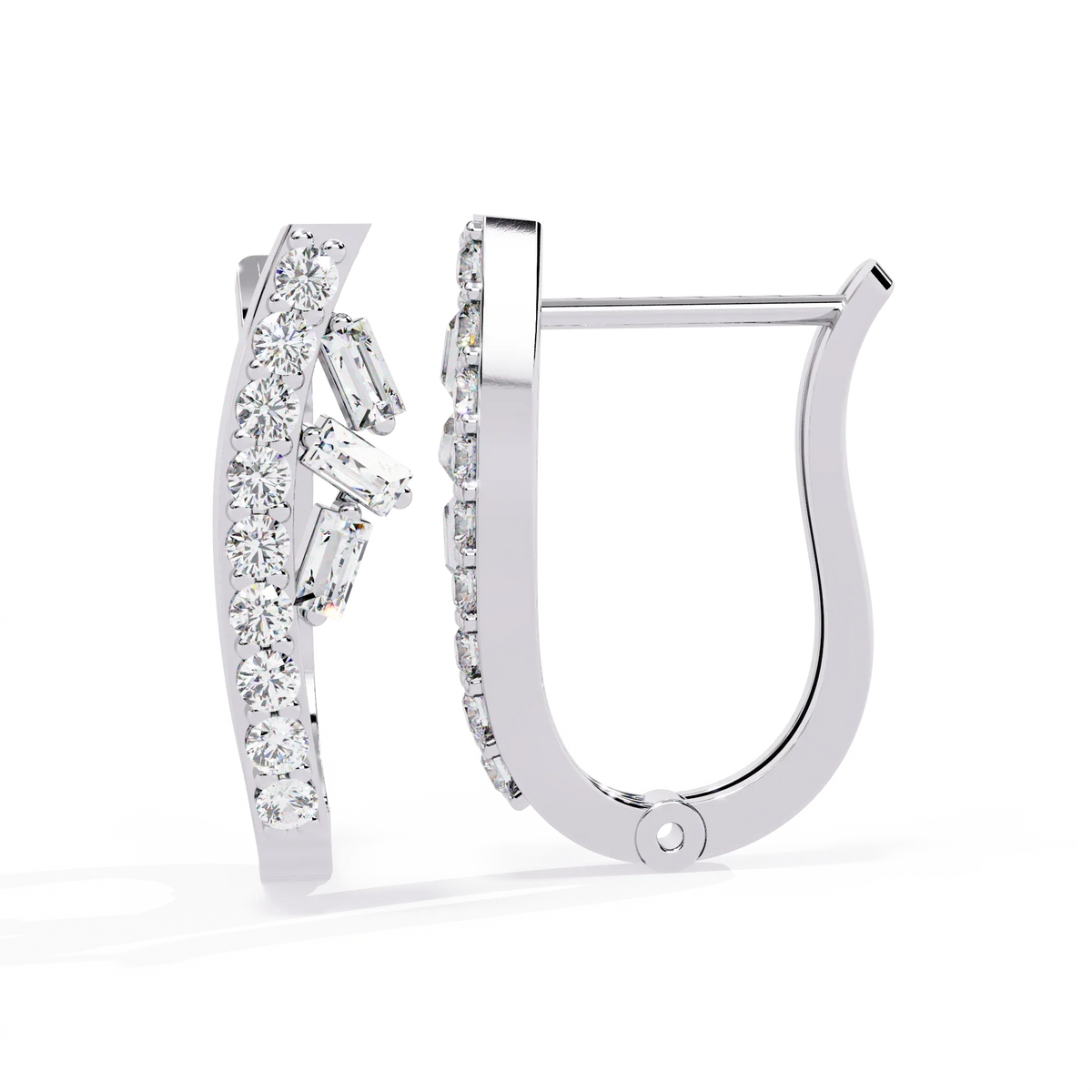 Latitude Baguette & Round Lab Grown Diamond Huggie Earrings - Ophiratbf