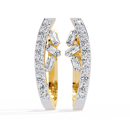 Latitude Baguette & Round Lab Grown Diamond Huggie Earrings