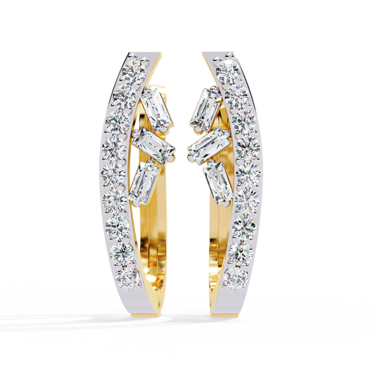 Latitude Baguette & Round Lab Grown Diamond Huggie Earrings