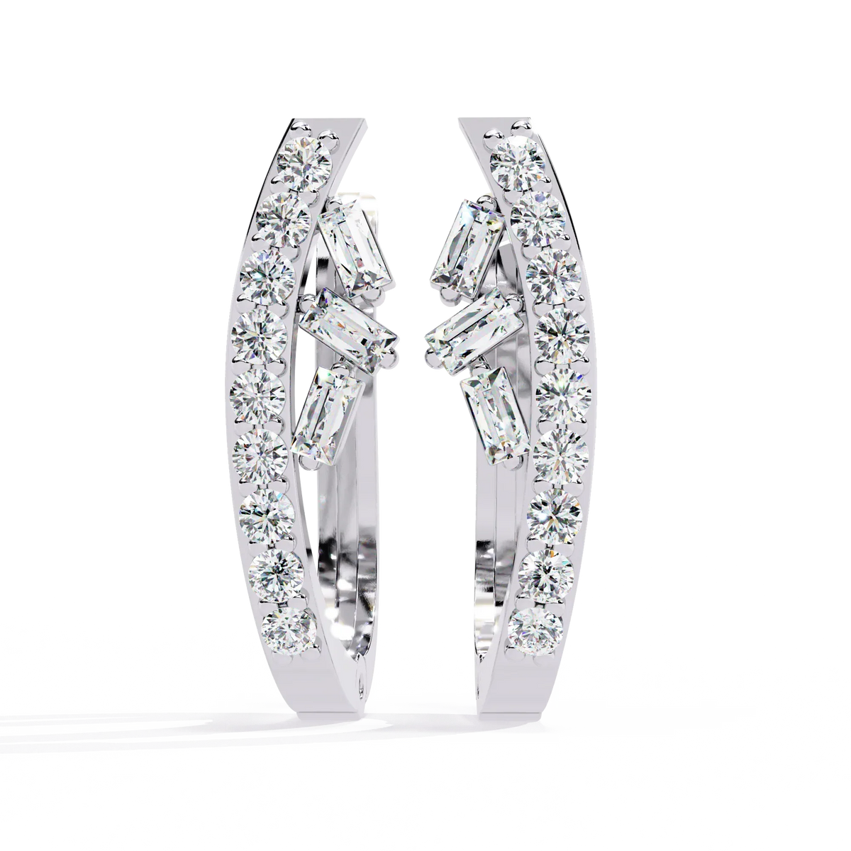 Latitude Baguette & Round Lab Grown Diamond Huggie Earrings - Ophiratbf