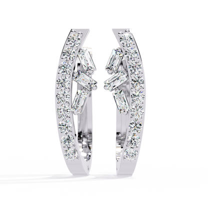 Latitude Baguette & Round Lab Grown Diamond Huggie Earrings
