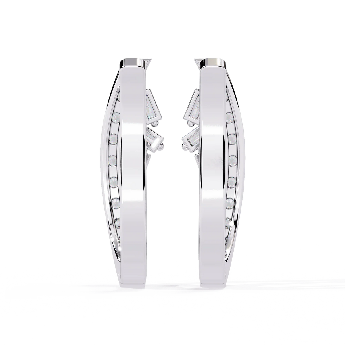 Latitude Baguette & Round Lab Grown Diamond Huggie Earrings - Ophiratbf