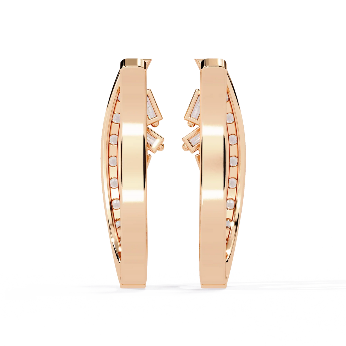 Latitude Baguette & Round Lab Grown Diamond Huggie Earrings - Ophiratbf