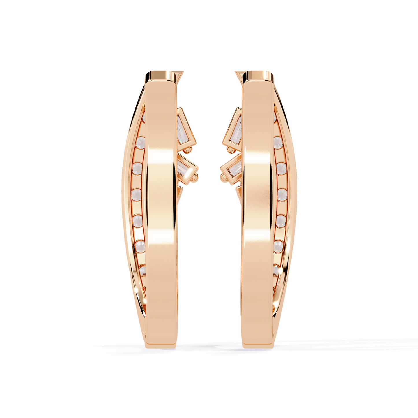 latitude baguette & round lab grown diamond huggie earrings