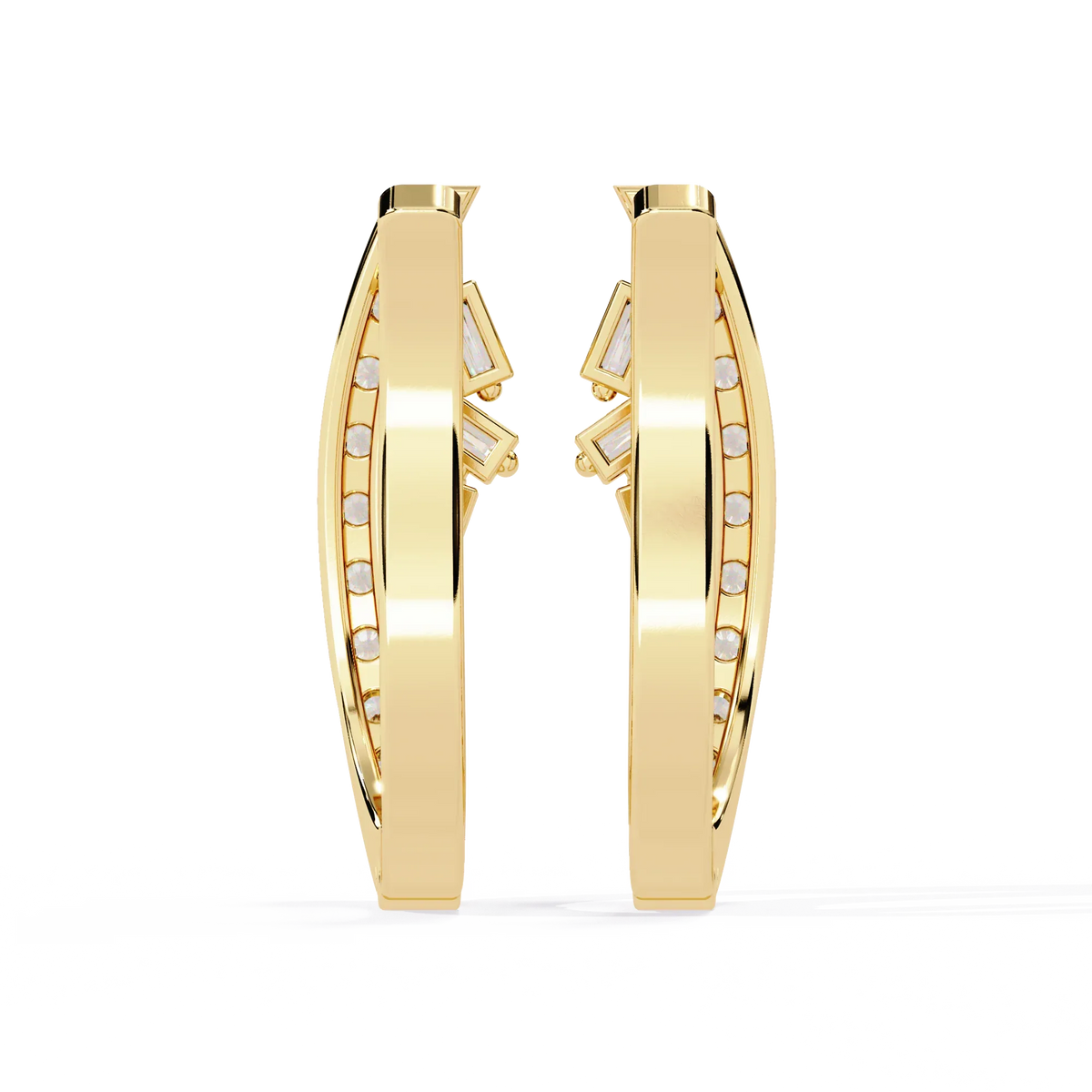Latitude Baguette & Round Lab Grown Diamond Huggie Earrings - Ophiratbf