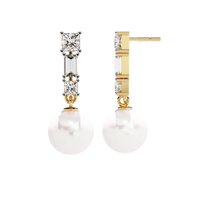 Luminara Princess & Baguette Pearl Drop Lab Grown Diamond Earrings - Ophiratbf