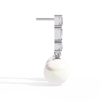 Luminara Princess & Baguette Pearl Drop Lab Grown Diamond Earrings - Ophiratbf