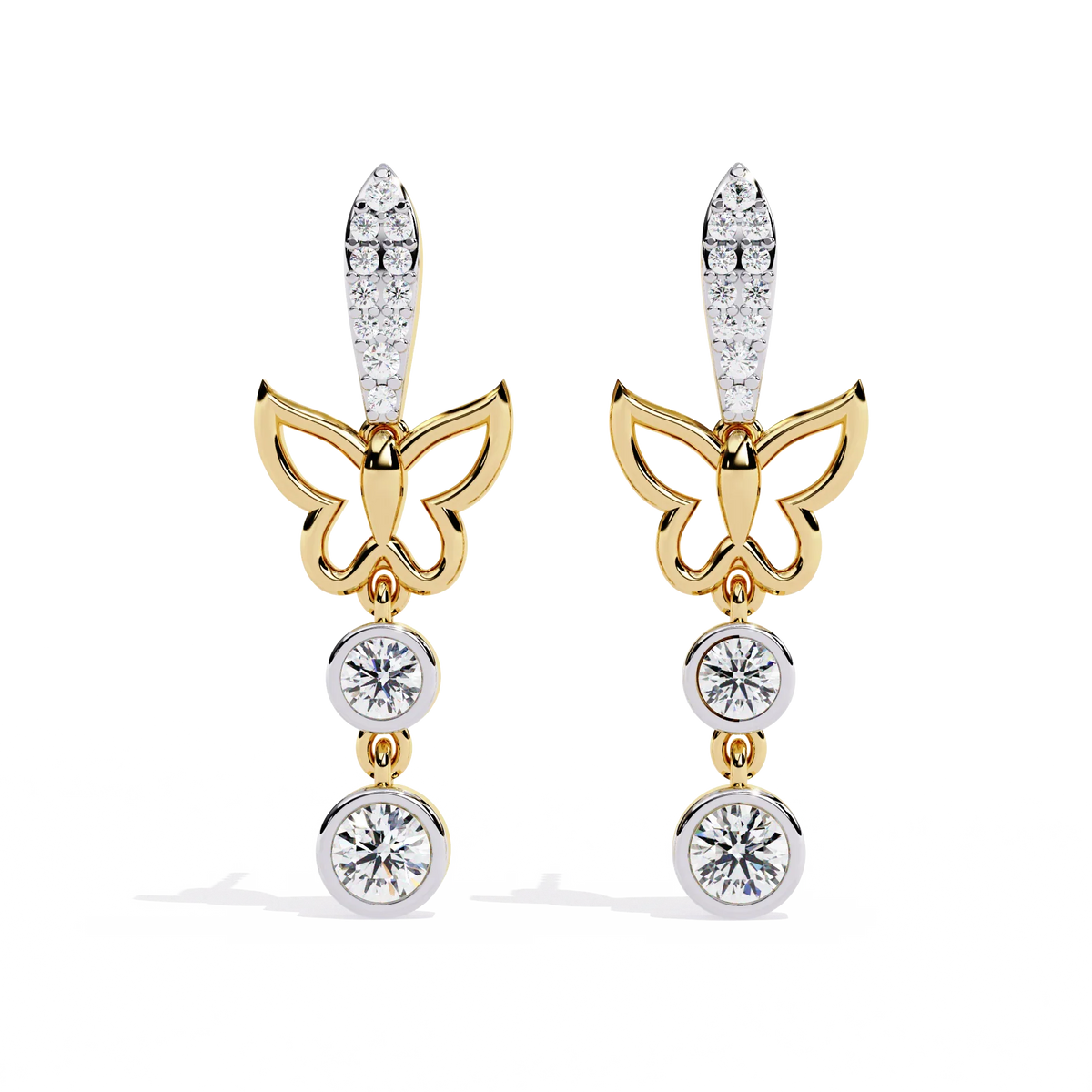 Papillon Sparkle Bezel Butterfly Lab Grown Diamond Drop Earrings - Ophiratbf