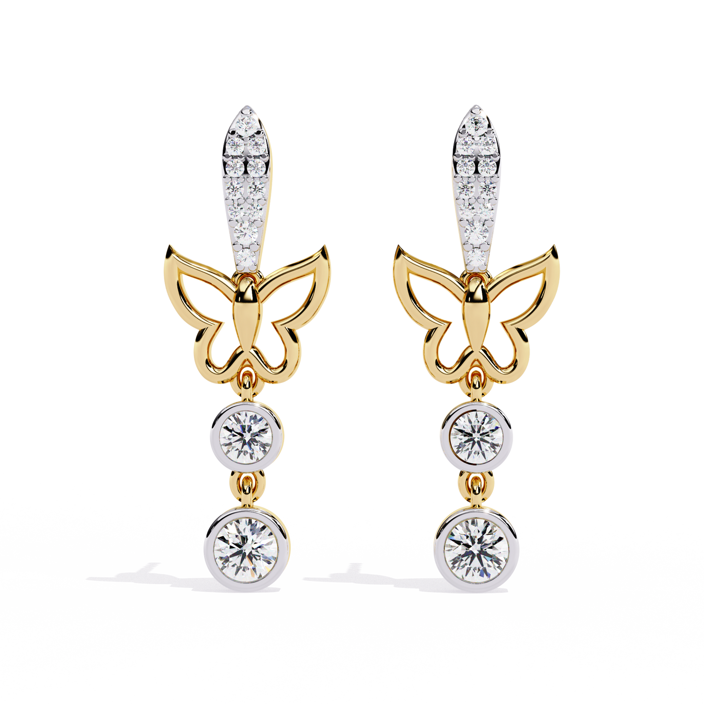 papillon sparkle bezel butterfly lab grown diamond drop earrings