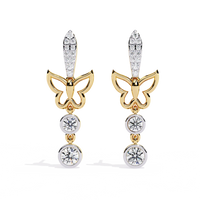 Papillon Sparkle Bezel Butterfly Lab Grown Diamond Drop Earrings - Ophiratbf