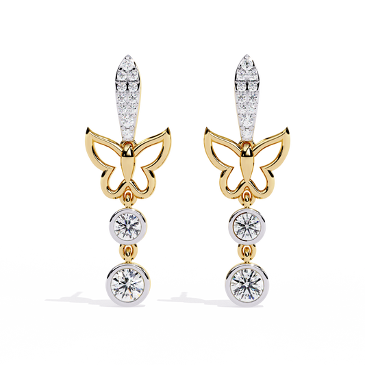 Papillon Sparkle Bezel Butterfly Lab Grown Diamond Drop Earrings