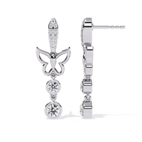 Papillon Sparkle Bezel Butterfly Lab Grown Diamond Drop Earrings - Ophiratbf