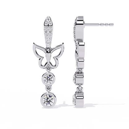 Papillon Sparkle Bezel Butterfly Lab Grown Diamond Drop Earrings