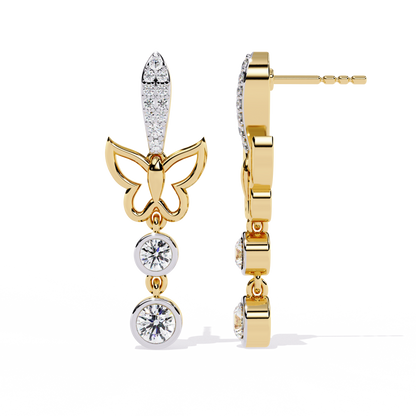 Papillon Sparkle Bezel Butterfly Lab Grown Diamond Drop Earrings
