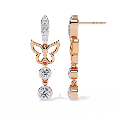 Papillon Sparkle Bezel Butterfly Lab Grown Diamond Drop Earrings
