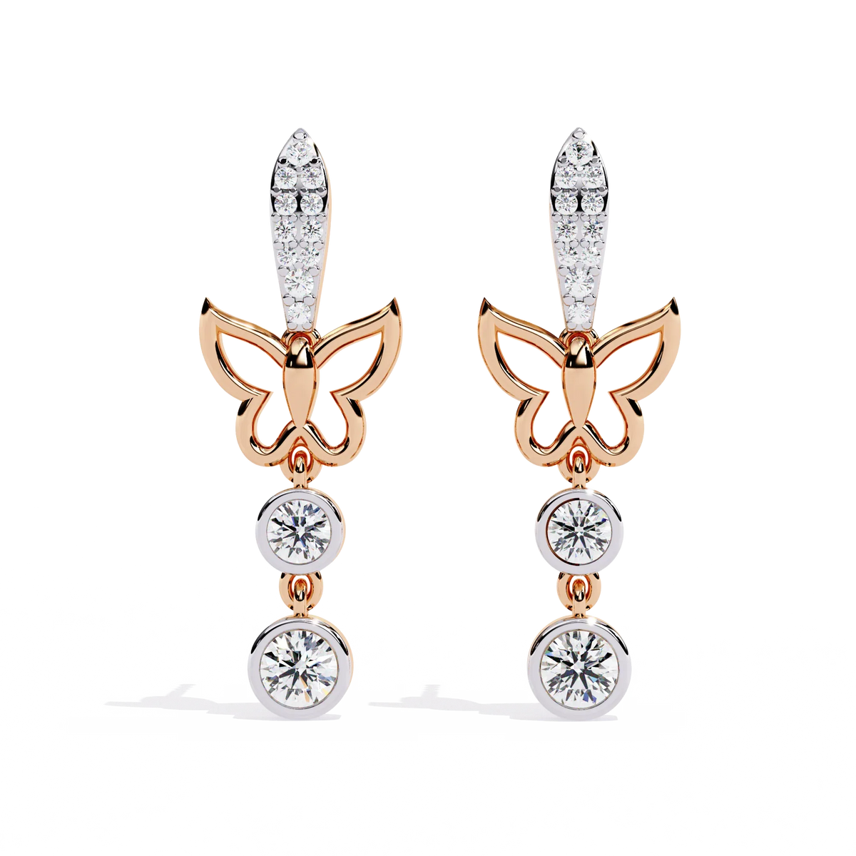Papillon Sparkle Bezel Butterfly Lab Grown Diamond Drop Earrings - Ophiratbf