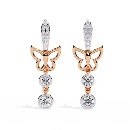 Papillon Sparkle Bezel Butterfly Lab Grown Diamond Drop Earrings