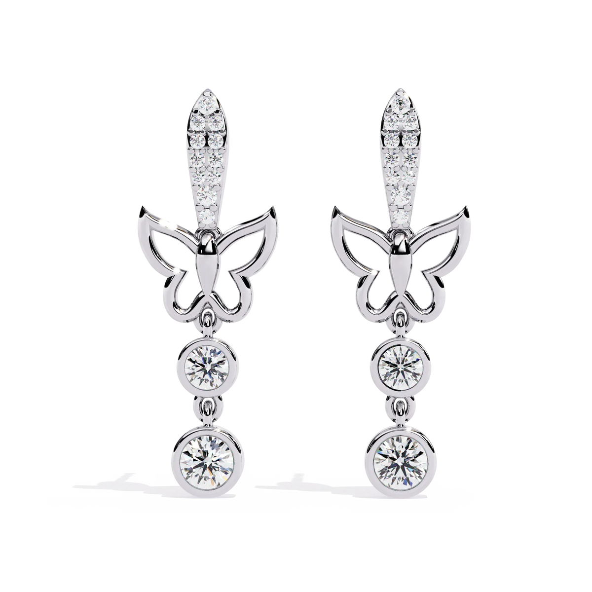 Papillon Sparkle Bezel Butterfly Lab Grown Diamond Drop Earrings - Ophiratbf
