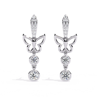 Papillon Sparkle Bezel Butterfly Lab Grown Diamond Drop Earrings - Ophiratbf