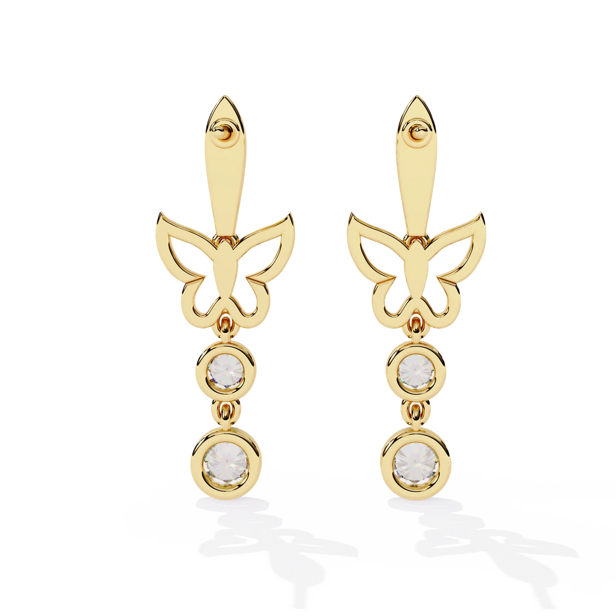 Papillon Sparkle Bezel Butterfly Lab Grown Diamond Drop Earrings - Ophiratbf