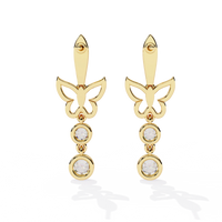 Papillon Sparkle Bezel Butterfly Lab Grown Diamond Drop Earrings - Ophiratbf