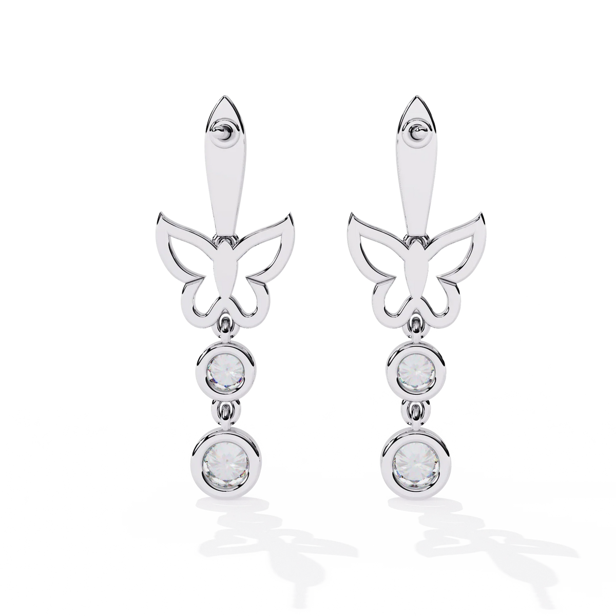 Papillon Sparkle Bezel Butterfly Lab Grown Diamond Drop Earrings - Ophiratbf