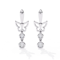 Papillon Sparkle Bezel Butterfly Lab Grown Diamond Drop Earrings - Ophiratbf
