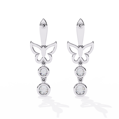 Papillon Sparkle Bezel Butterfly Lab Grown Diamond Drop Earrings
