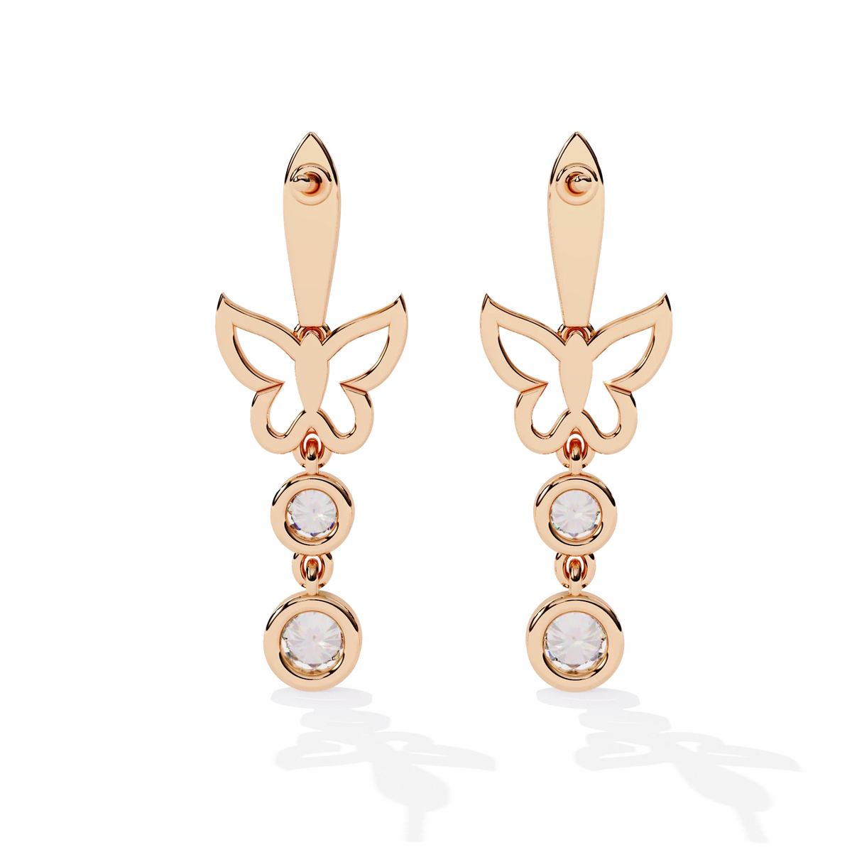 Papillon Sparkle Bezel Butterfly Lab Grown Diamond Drop Earrings - Ophiratbf
